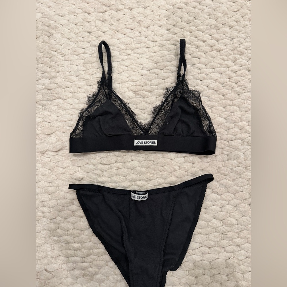 Black Lace Bra and Brief Set